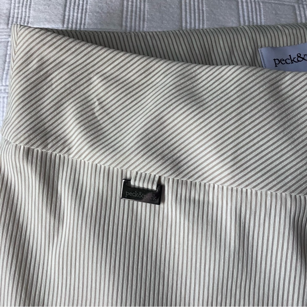 Peck & Peck Eva Crop Pants with Tummy Control Panel White and Tan Stripe… - Picture 13 of 13